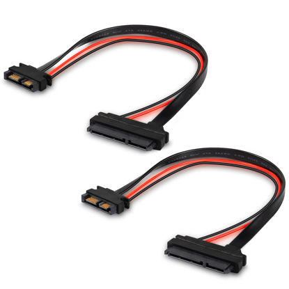 Picture of Slimline Sata 13 Pin Male to 22 Pin Sata Female Cable Adapter,Slimline Serial ATA 7+6 Pin to SATA 7+15 Pin Extension Connector for 2.5” HDD,SSD and Laptop CD-ROM - 2PCS 30cm…