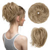 Picture of CJL HAIR Large Messy Bun Hair Piece Wavy Curly Scrunchies Synthetic Chignon Ponytail Hair Extensions Thick Updo Hairpieces for Women (Curly, Straight, Ash Blonde)