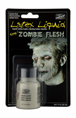 Picture of Mehron Makeup Liquid Latex | SFX Makeup | Halloween Latex Makeup | Latex Glue for Skin | Prosthetic Glue 1 fl oz (30 ml) (Zombie Flesh)