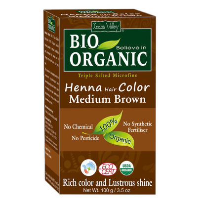 Picture of Indus Valley Bio Organic Natural Henna Hair Color Medium Brown 100gm| 100% Gray Hair Coverage And Long Lasting Hair Dye | Vegan and Cruelty-Free