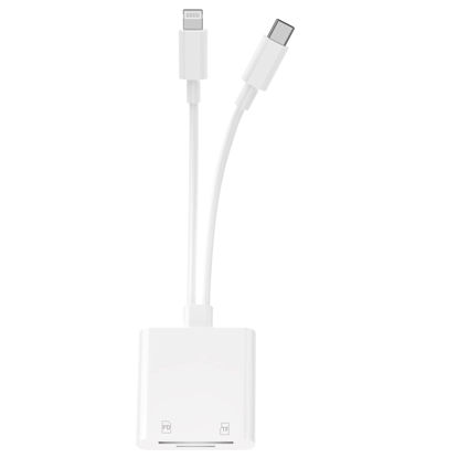 Picture of [Apple MFi Certified] iPhone SD Card Reader, 4 in 1 Cameras SD Reader with Dual Slot for MicroSD/TF, Photography Memory Card Trail Game Camera Viewer Adapter, Plug and Play for iPhone/iPad/iMac/DJI