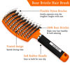 Picture of KTKUDY Detangling Brush Boar Bristles Hair Brush Make Hair Shiny & Healthier Curved and Vented Detangler Brush for Women Men Kids Wet and Dry Hair (Orange)
