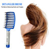 Picture of KTKUDY Detangling Brush Boar Bristles Hair Brush Make Hair Shiny & Healthier Curved and Vented Detangler Brush for Women Men Kids Wet and Dry Hair (Blue)
