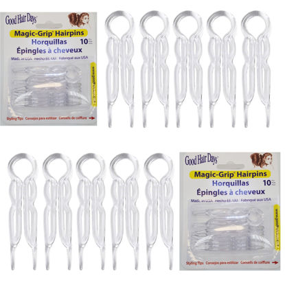 Picture of Good Hair Days Hair Pins - Plastic, U-shaped Magic Grip Hairpins, Strong Durable Pins For Fine, Thick & Long Hair, Hair Styling Accessories, Set of 20 (Crystal)