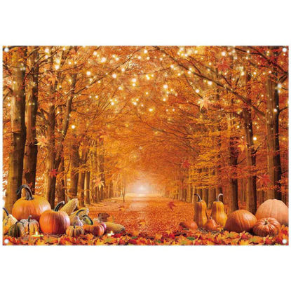 Picture of Swepuck 7x5ft Fall Photography Backdrop Autumn Maple Leaves Pumpkin Friendsgiving Background Thanksgiving Party Supplies Farm Harvest Banner Photo Booth