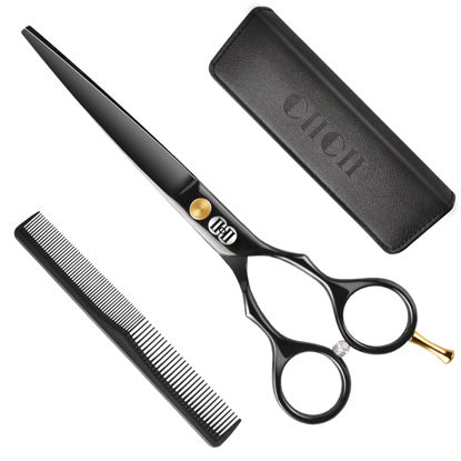 Picture of Hair Cutting Scissors, CIICII 6.5 Inch Professional Hair Scissors Set (Hair Cutting Shears Beard Trimming Grooming Haircut Kit) Right Left Handed Barber Scissors for Home Salon DIY Hairdressing