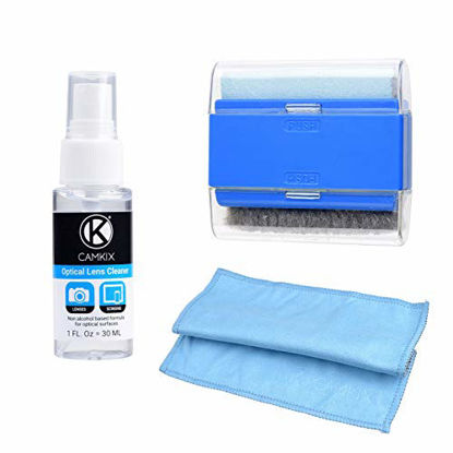 Picture of Camkix Computer & Laptop Screen Cleaning Kit - Includes 1x Double-Sided Cloth, 1x Dual-Function Brush, 1x 1oz Cleaning Spray - for Smartphones, LCD Screens, Watches, Electronics and Delicate Surfaces