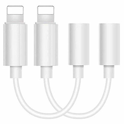 Picture of (2Pack) for iPhone Headphone Adapter to 3.5 mm Headphone Jack Converter for iPhone 12/Se/11/7/7Plus/ 8/8Plus/X/XS/XR Dongle for iPhone Earphone Audio Aux Adapter for iPhone Connector Adapter