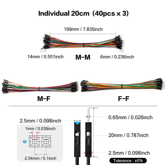 GetUSCart- Chanzon 120pcs 10cm 20cm 30cm Long Header Jumper Wire Dupont ...