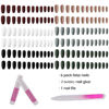 Picture of 6 Packs (144 Pcs) Matte Coffin Press on Nails Medium Length, Acrylic Short False Nails Full Cover Set Artificial Nails Fake Solid Color with Glue Nail File for Women