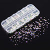 Picture of Dowarm 2650PCS Glue Fix Flat Back Crystal Rhinestones, 6 Sizes 1.5mm 2mm 2.8mm 4mm 4.8mm 6.5mm, Non Hotfix Flatback Crystals Loose Gemstones for Crafts Nail Face Art Clothes Jewels (Crystal AB)
