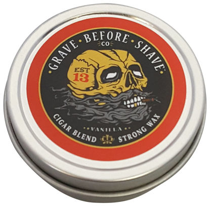 Picture of Fisticuffs Cigar Blend Strong Hold Mustache Wax 1 OZ. Tin