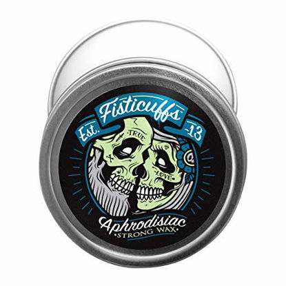 Picture of Fisticuffs Strong Hold Mustache Wax Leather/Cedar wood scent 1 OZ. Tin