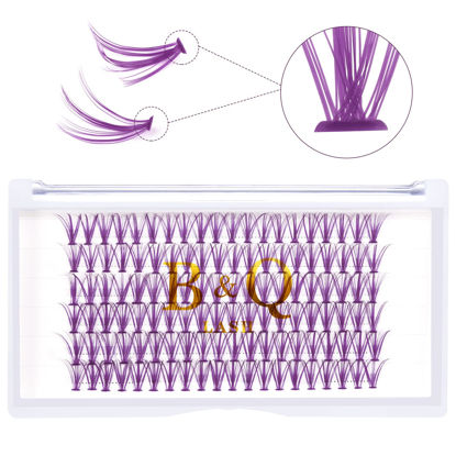 Picture of Cluster Lashes Purple-20D-0.07D-12 B&Q LASH Colored Individual Lashes Eyelash Clusters Extensions Individual Eyelash Extensions DIY Lash Extensions at Home (Purple,20D-0.07D-12)