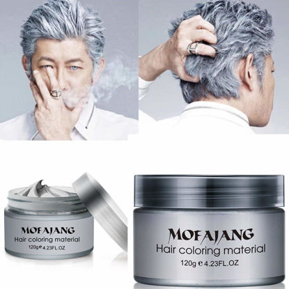 Picture of Temporary Silver Gray Hair Spray Color, Luxury Coloring Mud Grey Hair Dye Wax,Washable Treatment with All Day Hold. Non-Greasy Matte Hairstyle Ash for Party, Cosplay