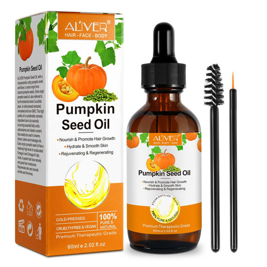 Pumpkin Seed Oil 60ml, Pumpkin Seed Hair Oil for Dry Damaged Hair, Pure  Cold Pressed Oil Moisturizing Scalp, Face, Nails, Body, Skin