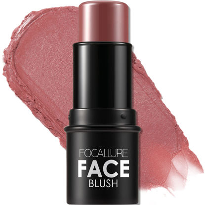 Picture of FOCALLURE Cream Blush Makeup,Buildable Blush Stick for Cheeks,Matte and Dewy Finish,Long Wearing,Easy Application,Lightweight Multi Stick,DARK ROSE