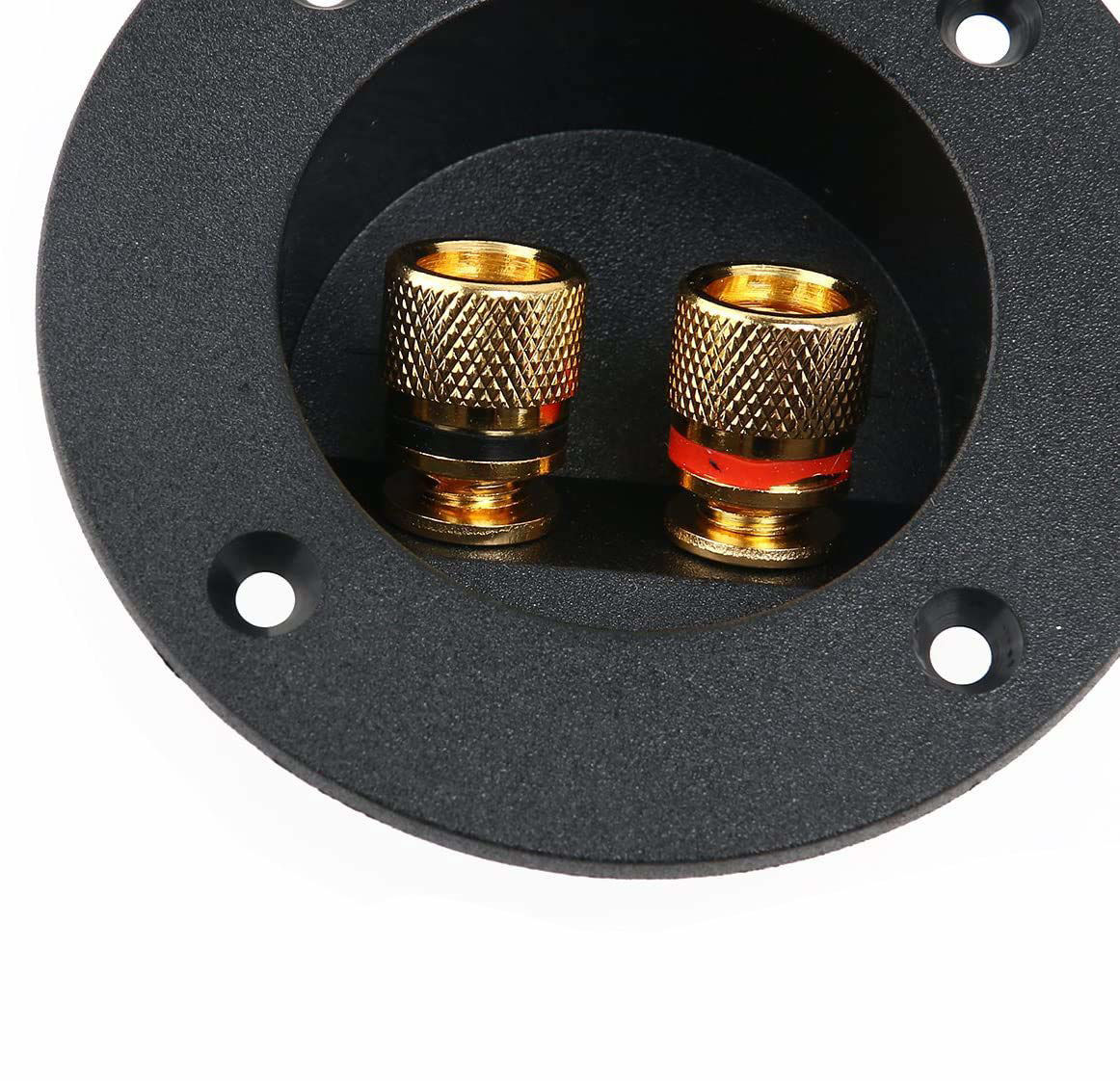 GetUSCart YTYKINOY 2 Pcs Black 3" Round 2Way Speaker Box Terminal Binding Post Screw Cup
