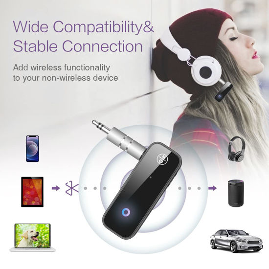Kazumi Wireless Bluetooth 5.3 Aux Receiver 3.5 MM For Car, Home Stereo, Speakers, Wired Headphones - 10 Hours Continuous Seamless Music Streaming & Playtime, BR05 - View #10