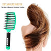 Picture of KTKUDY Detangling Brush Boar Bristles Hair Make Shiny & Healthier Curved and Vented Detangler for Women Men Kids Wet Dry (Light green)