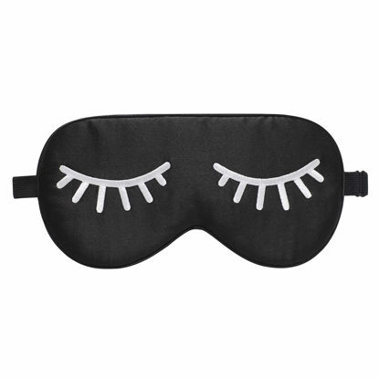Picture of ZIMASILK 100% Natural Silk Sleep Mask Blindfold,Adjustable Super-Smooth Soft Eye Mask for Sleep with Bag(Eyelashes)