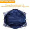 Picture of Large Makeup Bag Zipper Pouch Travel Cosmetic Organizer for Women (Large, Blue Stripe)