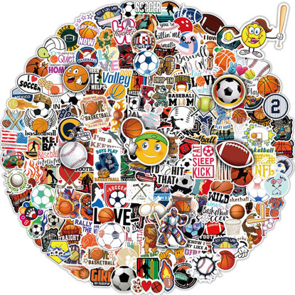 Picture of pcnearty 300 Pcs Sport Stickers for Kids, Water Bottle Stickers, Cute Vinyl Waterproof Hydroflask Phone Skateboard Laptop Stickers, Bulk Sticker Packs for Boys Girls Teens Adults