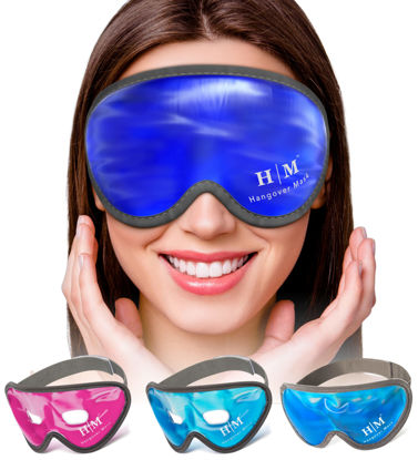 Picture of Gel Eye Mask- H M Mask- Reusable Cold Eye Mask with Adjustable Straps- Our Soothing Eye Gel Mask Helps Puffy Eyes, Dark Circles and Hangovers - Our Eye Ice Pack Also Relieves Sinus Pain & Headaches