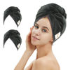 Picture of M-bestl 2 Pack Microfiber Hair Towel Wrap,Hair Drying Towel with Button,Absorbent and Anti-frizz Head Towel to Dry Hair Quickly (Black)