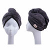 Picture of M-bestl 2 Pack Hair Drying Towels, Hair Towel Wrap, Absorbent Microfiber Hair Towel Turban with Button Design to Dry Hair Quickly(Dark Gray&Light Gray)