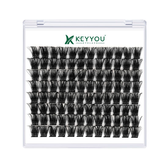 Picture of Lash Clusters,96 Pcs Cluster Lashes D Curl 14mm DIY Lash Extensions Eyelash Clusters,KEYYOU Volume Wispy Individual Lashes Soft&Comfortable Easy DIY at Home(Y05,D-14mm)
