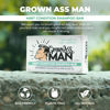Picture of Grown Ass Man Co. - Solid Shampoo Bar Rich Lather 3 in 1: Hair, Beard & Body Wash - Plastic Free & Eco-Friendly, Natural & Organic Clean for All Hair Types, 4oz Bar (Mint Condition, Single)