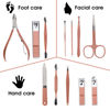 Picture of Nail Clippers and Beauty Tool Portable Set, Rose Gold Martensitic Stainless Steel Manicure Set 12 in 1, with Pink Leather Bag, Suitable for Home, Workplace, Outdoor Travel, Gift Giving, Beauty Salon.