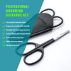 Picture of Facial Hair Small Grooming Scissors For Men Women - Eyebrow, Nose Hair, Mustache, Beard, Eyelashes, Ear Trimming Kit - Curved and Rounded Safety Tip Clippers For Hair Cutting 2PCS With Cover Black