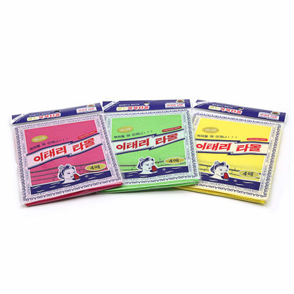Picture of GOLDSANGSA-Korean Exfoliating Towel Washcloth Mitts 12pcs(Green4,Red4,Yellow4)/Korean Italy Towel Skincare Exfoliating Scrub Bath Cloth Remove Dead Skin