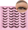 Picture of Lashes Natural Look Wispy Fasle Eyelashes 12mm Short Faux Mink Eyelashes Cat Eye Fluffy Strip Lashes Pack by Zegaine 16 Pairs