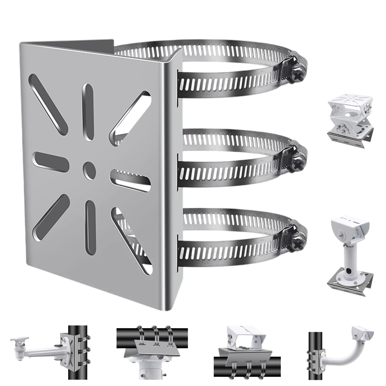 thumbnail image 2 of Universal Wall Mounting Bracket With 2 Loops Vertical Pole Mount Adapter For CCTV Security 2 of 9