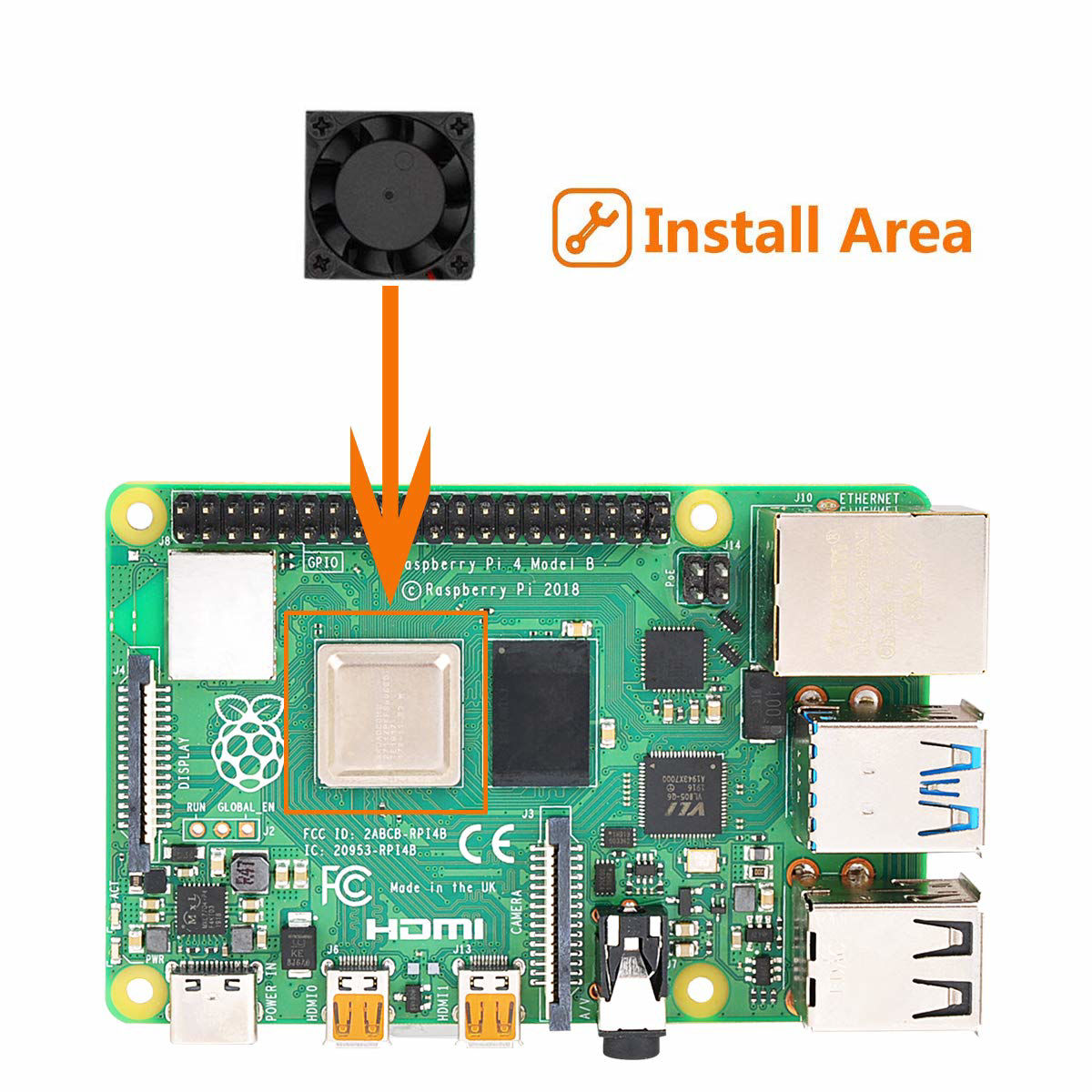 GetUSCart- Enokay Raspberry Pi 4 Model B Heat Sink Single Cooling Fan ...
