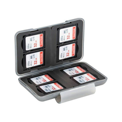 Picture of PROfezzion Water-Resistant & Anti-Shock Memory Card Case, 8 Slots SD Card Holder for SD / SDXC / SDHC / SecureDigital Card, SD Card Case with PP Shell / Rubber Interior, Grey
