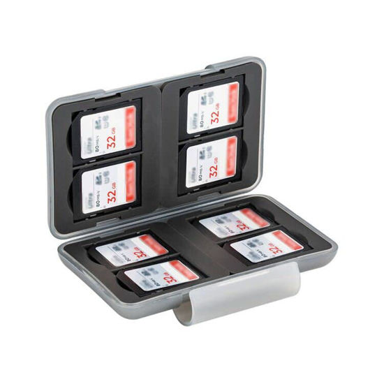 Picture of PROfezzion Water-Resistant & Anti-Shock Memory Card Case, 8 Slots SD Card Holder for SD / SDXC / SDHC / SecureDigital Card, SD Card Case with PP Shell / Rubber Interior, Grey