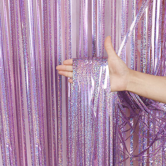 Picture of 3 Pack Fringe Curtains Party Decorations,Tinsel Backdrop Curtains for Parties,Photo Booth Wedding Graduations Birthday Christmas Event Party Supplies (Pink)