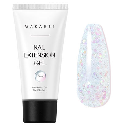 Picture of Makartt Poly Nail Gel 50ML Gel Builder for Nails, Glitter Clear, Gel Nail Extension,Nail Strengthener Hard Gel Color Gel Multifunctional Long-Lasting and Easy to Use for DIY Salon Quality-Ellette
