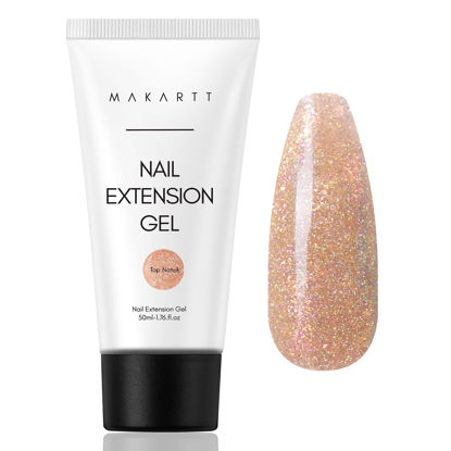 Picture of Makartt Poly Nail Gel Brown Glitter 50ML Gel Builder for Nails Disco Shiny Lookin