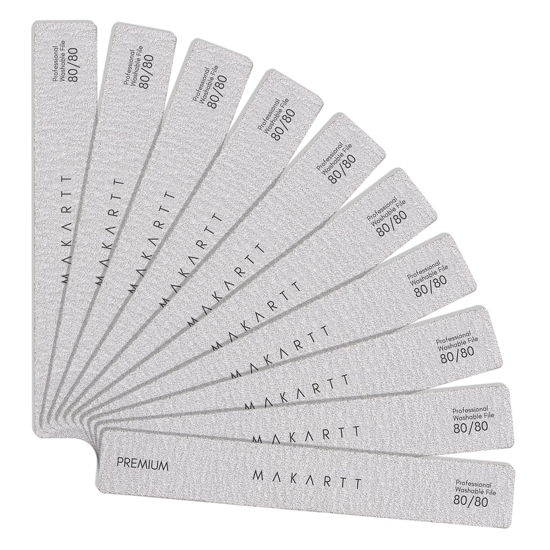 Picture of Makartt Nail File 80 80 Grit Emery Boards for Nails 10pcs Nail Files for Acrylic Nails Professional Washable Doubled Sides Nail File Kit Coarse Fingernail Files Mother's Day Gift