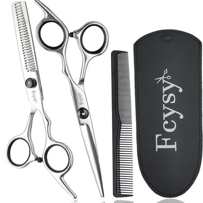 Picture of Hair Cutting Scissors Thinning Shears Kit, Fcysy Hair Scissors Set Professional Haircut Scissors Kit, Barber Shears Tijeras De Peluqueria Profesional Barber Supplies Trimming Scissors for Men Women