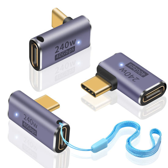 GetUSCart Duttek USB C 90 Degree Adapter 240W USB C Right Angle Adapter 40Gbps 90 Degree USB C Adapter PD Male to Female Extender with 8K Video Support USB 4 Cable for