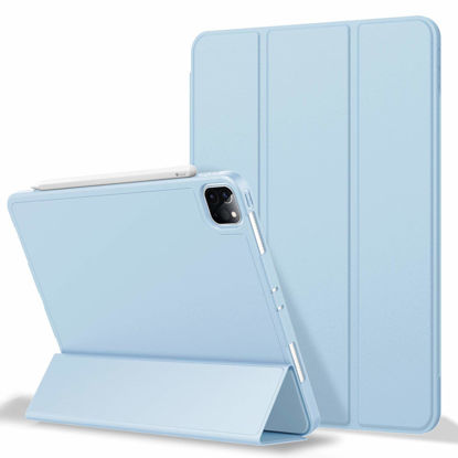 Picture of ZryXal New iPad Pro 12.9 Case 2022/2021 (6th/5th Generation) with Pencil Holder, Premium Protective Case Cover with Soft TPU Back and Auto Sleep/Wake Feature for 2022 iPad Pro 12.9 (Sky Blue)