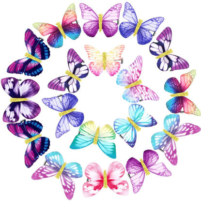 Picture of Boao 18 Pieces Glitter Butterfly Hair Clips for Teens Women Hair Accessories (Vibrant Styles)