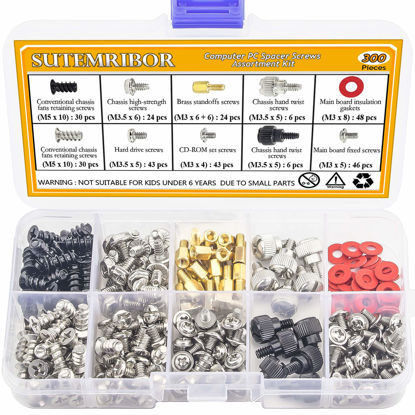 Picture of Sutemribor 300PCS Personal Computer Screw Standoffs Set Kit for Hard Drive Computer Case Motherboard Fan Power Graphics