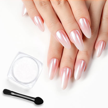 Picture of beetles Gel Polish White Chrome Nail Powder for Gel Nails, Pearl Nail Powder Mirror Effect Nail Glitter Manicure Holographic Pigment for Nail Art Design,1g Gift for Girls 2023 Nail Trend DIY Salon